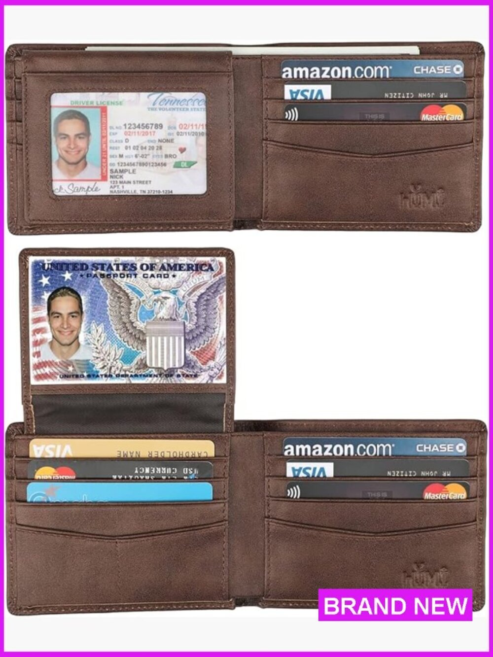Genuine Leather RFID Blocking Bifold Wallet Classic Men's Accessory Stylish